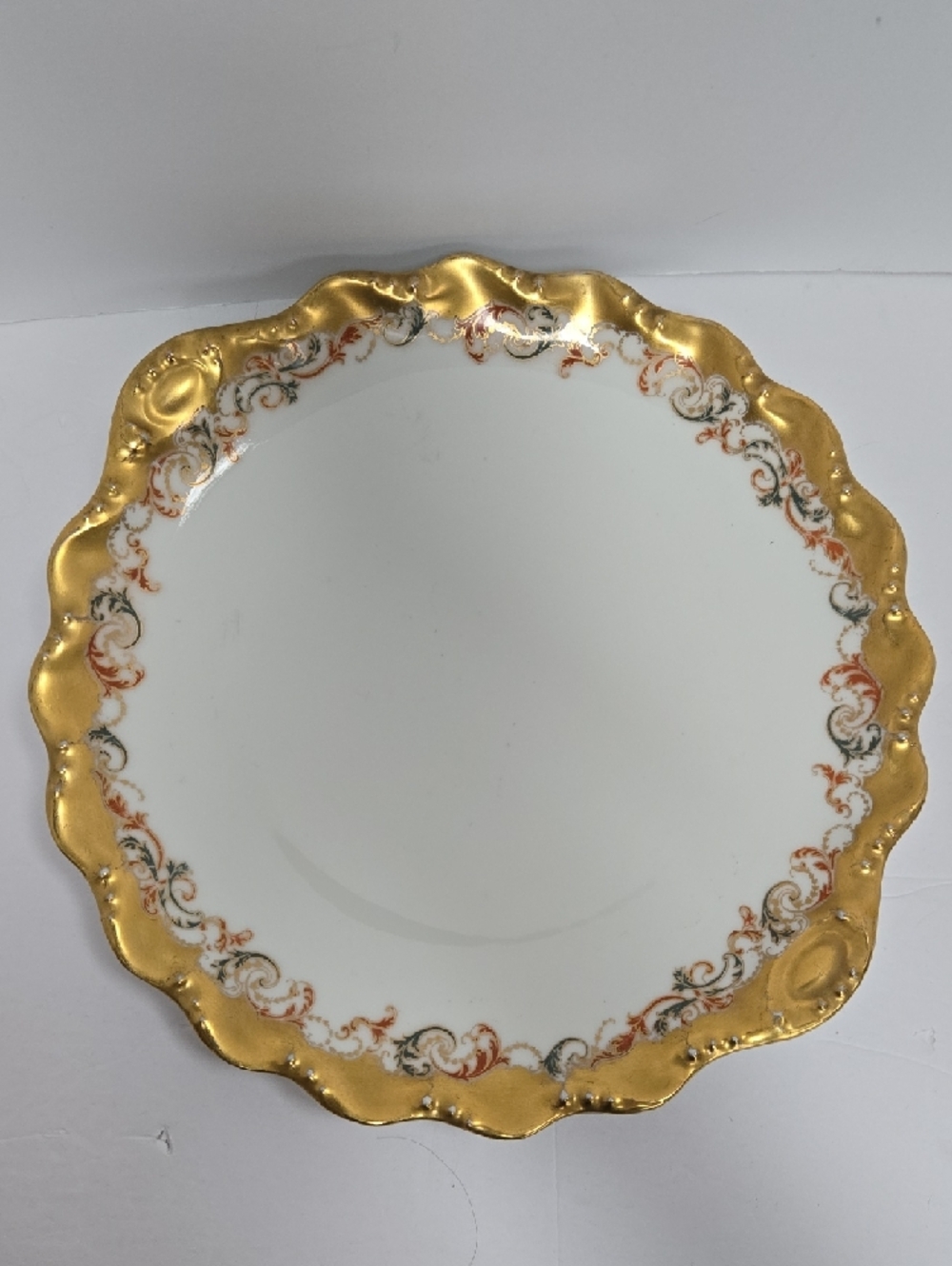 Limoges Gold-Trim Porcelain Decorative Dinner Plate 7 Pointed Star Stamp France - Picture 6 of 10